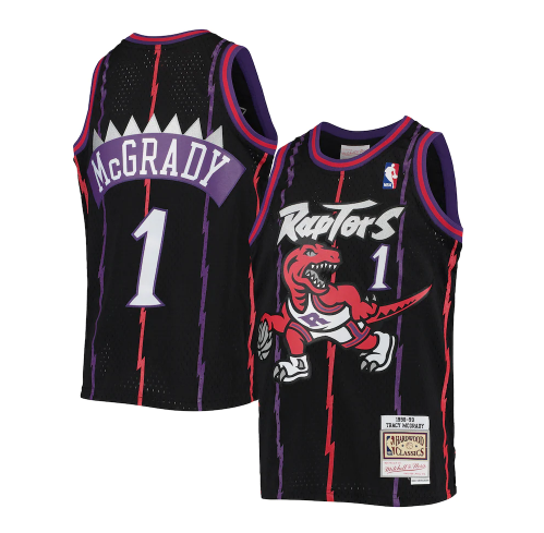Men's Black Toronto Raptors #1 Tracy McGrady 1998-99 Mitchell & Ness Throwback Swingman Stitched Jersey
